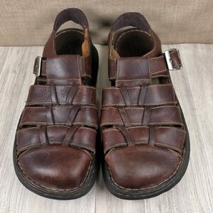Born Men's Joshua Cymbal Brown Leather Closed Toe Fisherman Buckle Sandals Sz 11